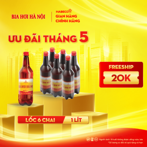 [GIAO KHU VỰC HÀ NỘI] LỐC 6 CHAI BIA HƠI HÀ NỘI - HABECO (1 lít/ chai)