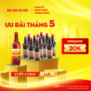 COMBO 2 LỐC 6 CHAI BIA HƠI HÀ NỘI - HABECO (1 lít/ chai)