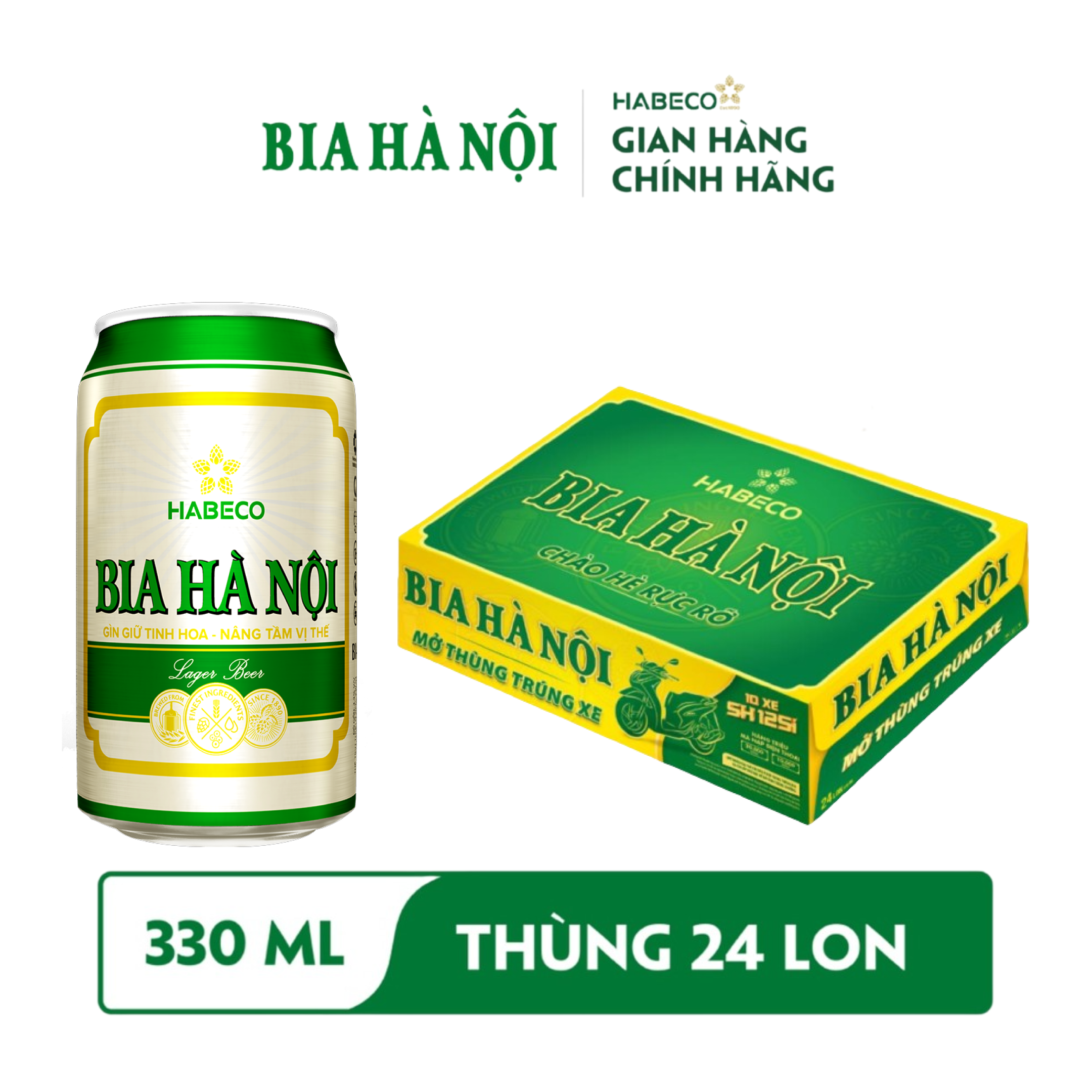 Bia Hà Nội Nhãn Xanh Thùng 24 Lon 330ml Phiên Bản Hè 2023 Habeco