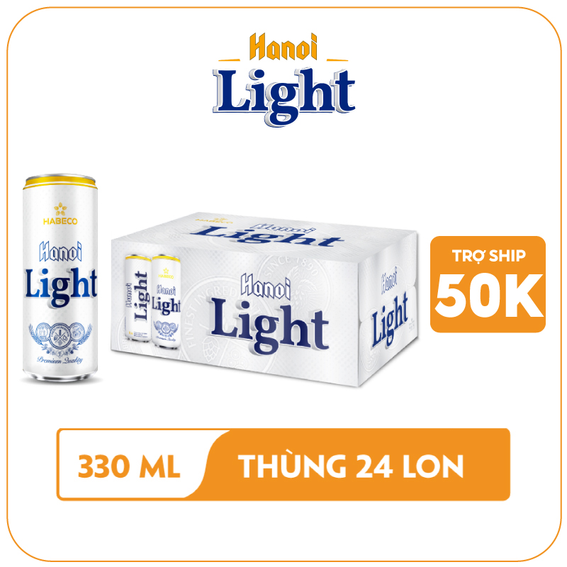 Bia Hanoi Light – Thùng 24 lon 330ml - Habeco