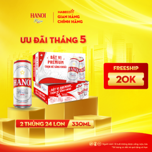 Combo 2 thùng Bia Hanoi Premium - Thùng 24 lon 330ml - Phiên bản hè 2025