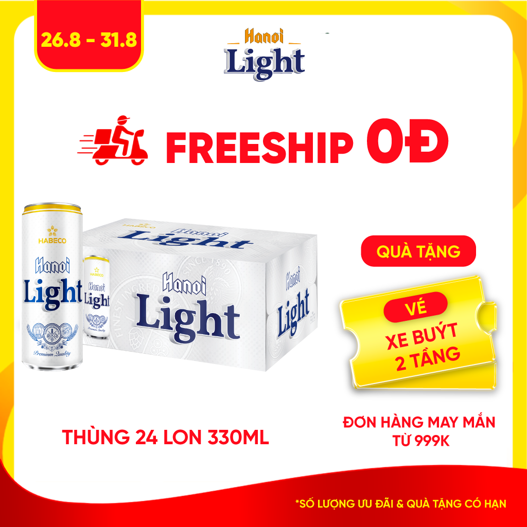 Bia Hanoi Light – Thùng 24 lon 330ml - Habeco