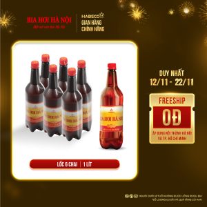 [GIAO KHU VỰC HÀ NỘI] LỐC 6 CHAI BIA HƠI HÀ NỘI - HABECO (1 lít/ chai)