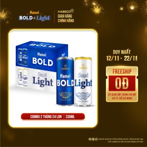 Combo 2 thùng Bia Hà Nội Bold&Light - Thùng 24 lon 330ml