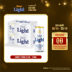 Combo 2 thùng Bia Hanoi Light – Thùng 24 lon 330ml