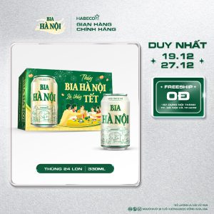Bia Hà Nội Nhãn Xanh - Thùng 24 lon 330ml - Phiên bản Tết 2026