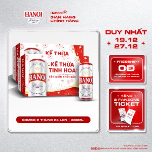 Combo 2 thùng Bia Hanoi Premium - Thùng 24 lon 330ml - Phiên bản Tết 2026