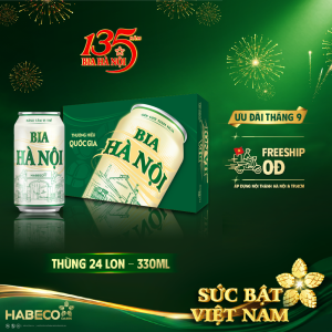 Bia Hà Nội Nhãn Xanh - Thùng 24 lon 330ml