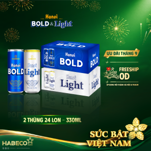 Combo 2 thùng Bia Hà Nội Bold&Light - Thùng 24 lon 330ml