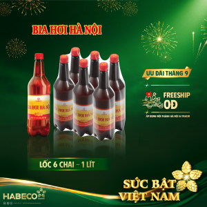 [GIAO KHU VỰC HÀ NỘI] LỐC 6 CHAI BIA HƠI HÀ NỘI - HABECO (1 lít/ chai)