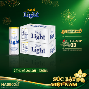 Combo 2 thùng Bia Hanoi Light – Thùng 24 lon 330ml