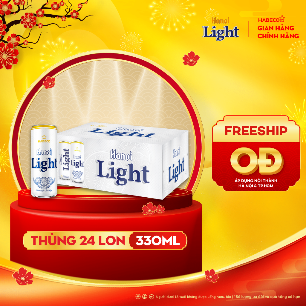 Bia Hanoi Light – Thùng 24 lon 330ml - Habeco