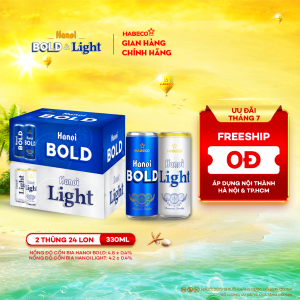 Combo 2 thùng Bia Hà Nội Bold&Light - Thùng 24 lon 330ml