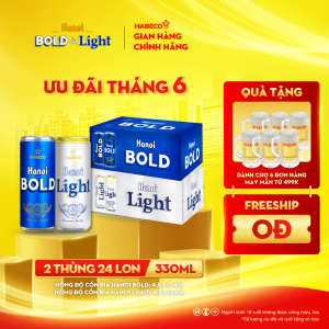 Combo 2 thùng Bia Hà Nội Bold&Light - Thùng 24 lon 330ml