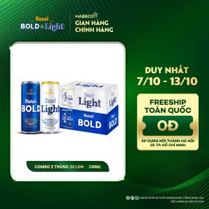 Combo 2 thùng Bia Hà Nội Bold&Light - Thùng 24 lon 330ml