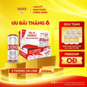 Combo 2 thùng Bia Hanoi Premium - Thùng 24 lon 330ml - Phiên bản hè 2025