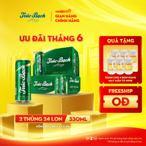 Combo 2 Thùng Bia Trúc Bạch - Thùng 24 lon 330ml