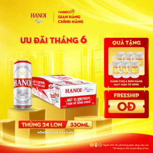 Bia Hanoi Premium - Thùng 24 lon 330ml - Phiên bản hè 2025