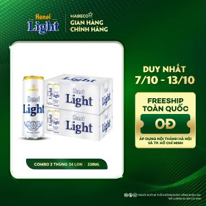 Combo 2 thùng Bia Hanoi Light – Thùng 24 lon 330ml
