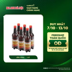[GIAO KHU VỰC HÀ NỘI] LỐC 6 CHAI BIA HƠI HÀ NỘI - HABECO (1 lít/ chai)