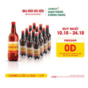 COMBO 2 LỐC 6 CHAI BIA HƠI HÀ NỘI - HABECO (1 lít/ chai)