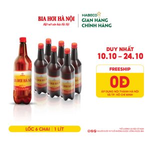 [GIAO KHU VỰC HÀ NỘI] LỐC 6 CHAI BIA HƠI HÀ NỘI - HABECO (1 lít/ chai)