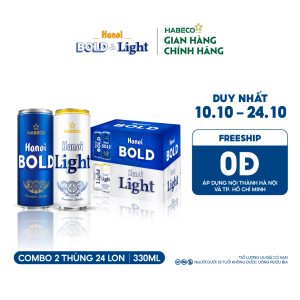 Combo 2 thùng Bia Hà Nội Bold&Light - Thùng 24 lon 330ml