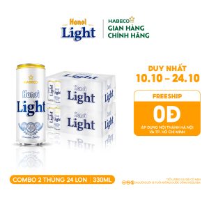 Combo 2 thùng Bia Hanoi Light – Thùng 24 lon 330ml
