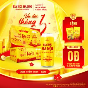 Combo 2 thùng Bia Hơi Hà Nội – Thùng 24 lon 500ml - Phiên bản Tết 2026