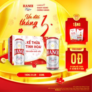 Bia Hanoi Premium - Thùng 24 lon 330ml - Phiên bản Tết 2026