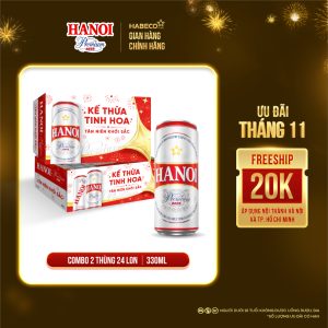 Combo 2 thùng Bia Hanoi Premium - Thùng 24 lon 330ml - Phiên bản Tết 2026