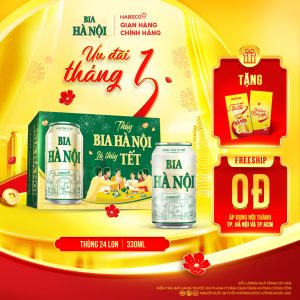 Bia Hà Nội Nhãn Xanh - Thùng 24 lon 330ml - Phiên bản Tết 2026