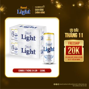 Combo 2 thùng Bia Hanoi Light – Thùng 24 lon 330ml