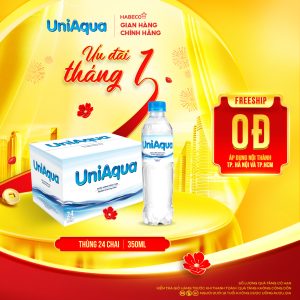 Nước uống đóng chai Uniaqua – Thùng 24 chai 350ML
