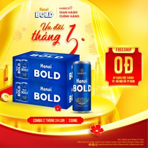 Combo 2 thùng Bia Hanoi BOLD – Thùng 24 lon 330ml