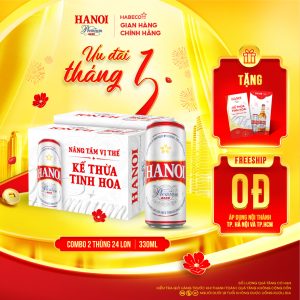 COMBO 2 Thùng 24 lon Bia Hanoi Premium – HABECO (330ml/lon)