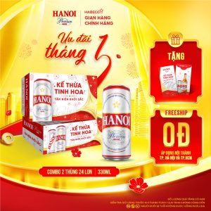 Combo 2 thùng Bia Hanoi Premium - Thùng 24 lon 330ml - Phiên bản Tết 2026