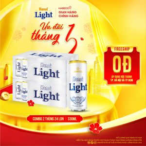 Combo 2 thùng Bia Hanoi Light – Thùng 24 lon 330ml