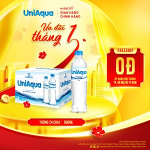 Nước uống đóng chai Uniaqua - Thùng 24 chai 500ml