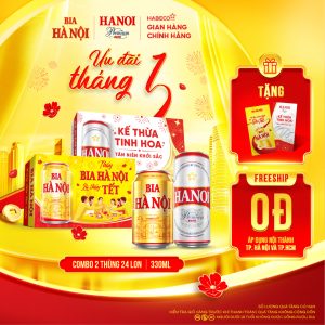 Combo Bia Hà Nội & Bia Hanoi Premium - HABECO (330ml/lon)