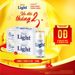 Combo 2 thùng Bia Hanoi Light – Thùng 24 lon 330ml