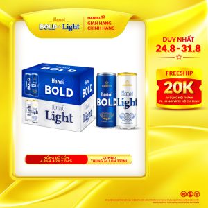 Combo 2 thùng Bia Hà Nội Bold&Light - Thùng 24 lon 330ml
