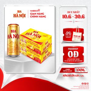 Combo 2 Thùng Bia Hà Nội - Thùng 24 lon 330ml - Phiên bản lon cao