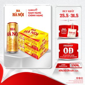 Combo 2 Thùng Bia Hà Nội - Thùng 24 lon 330ml - Phiên bản lon cao