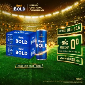 Combo 2 thùng Bia Hanoi BOLD – Thùng 24 lon 330ml