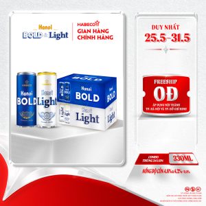 Combo 2 thùng Bia Hà Nội Bold&Light - Thùng 24 lon 330ml