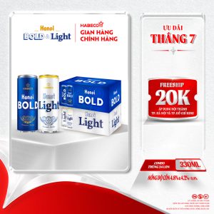 Combo 2 thùng Bia Hà Nội Bold&Light - Thùng 24 lon 330ml