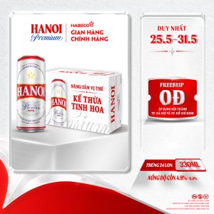 Bia Hanoi Premium - Thùng 24 lon 330ml