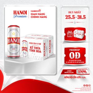 COMBO 2 Thùng 24 lon Bia Hanoi Premium – HABECO (330ml/lon)
