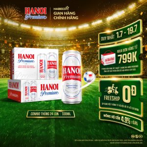 COMBO 2 Thùng 24 lon Bia Hanoi Premium – HABECO (330ml/lon)